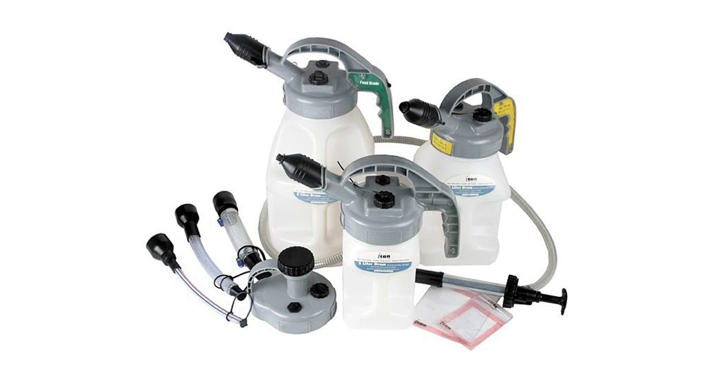 Contenedores de transferencia y accesorios para lubricacion limpia